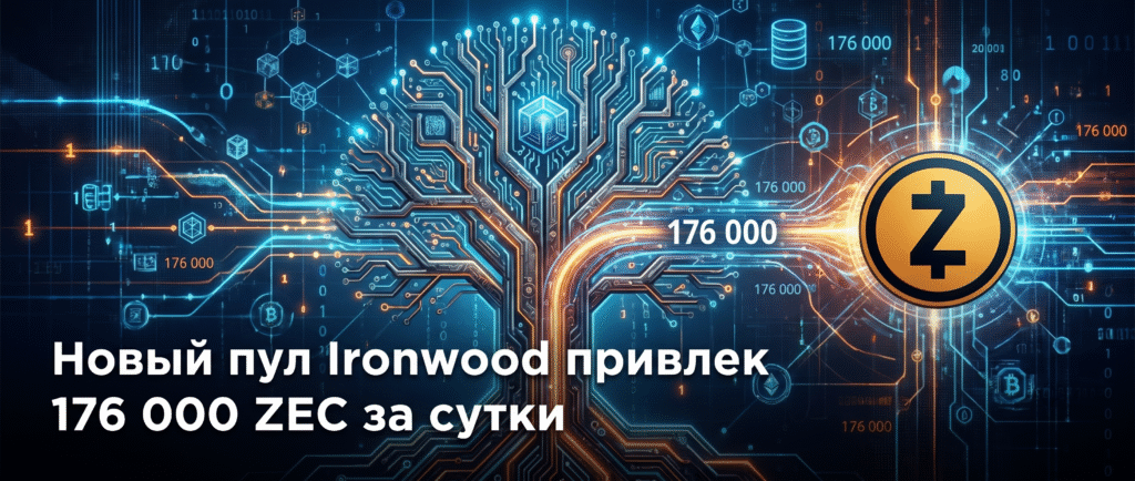 Новый пул Ironwood привлек 176 000 ZEC за сутки