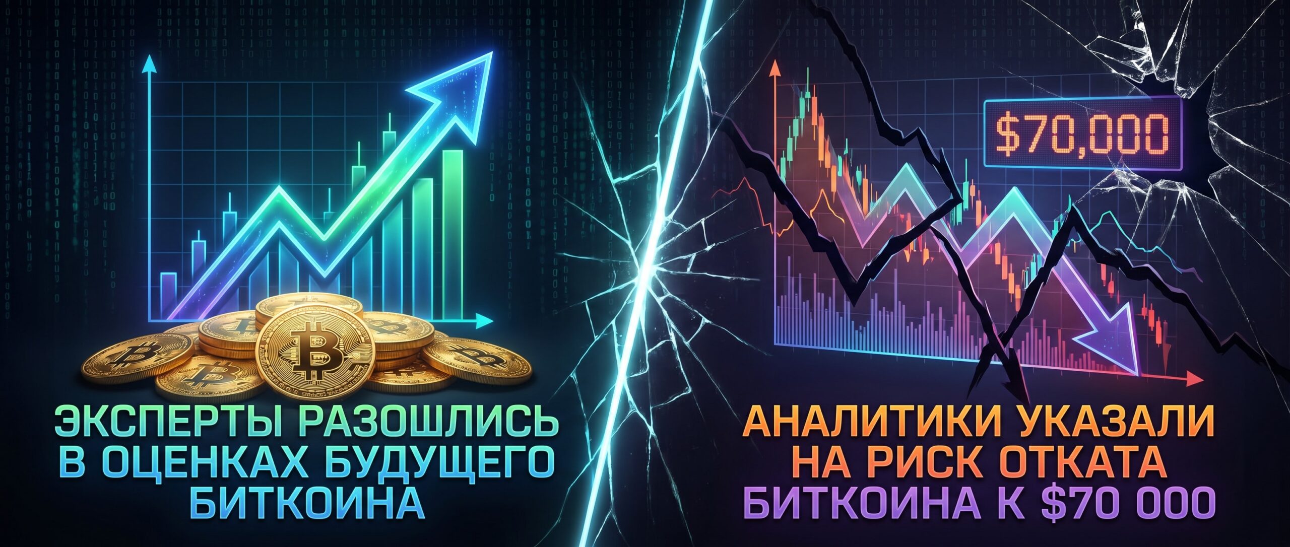 Вот несколько вариантов кратких заголовков на русском языке: 1. Эксперты разошлись в оценках будущего биткоина
2. Аналитики указали на риск отката биткоина к $70 000 3 1789648853958 761604 scaled